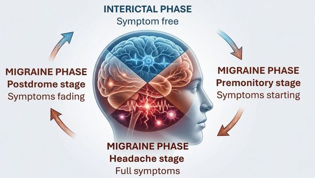 Learn about the five Migraine Phases. Understand how your brain changes and find ways to manage your health during each stage.